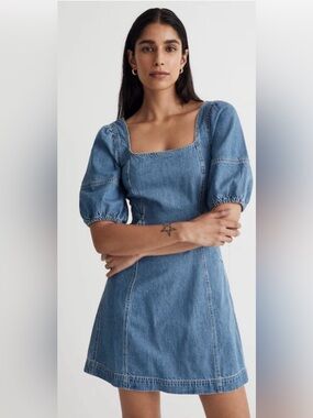 madewell lightspun butterfly square neck mini dress MADEWELL Lightspun Butterfly Square Neck Cotton Gauze Mini Dress Cover Up ~  XL